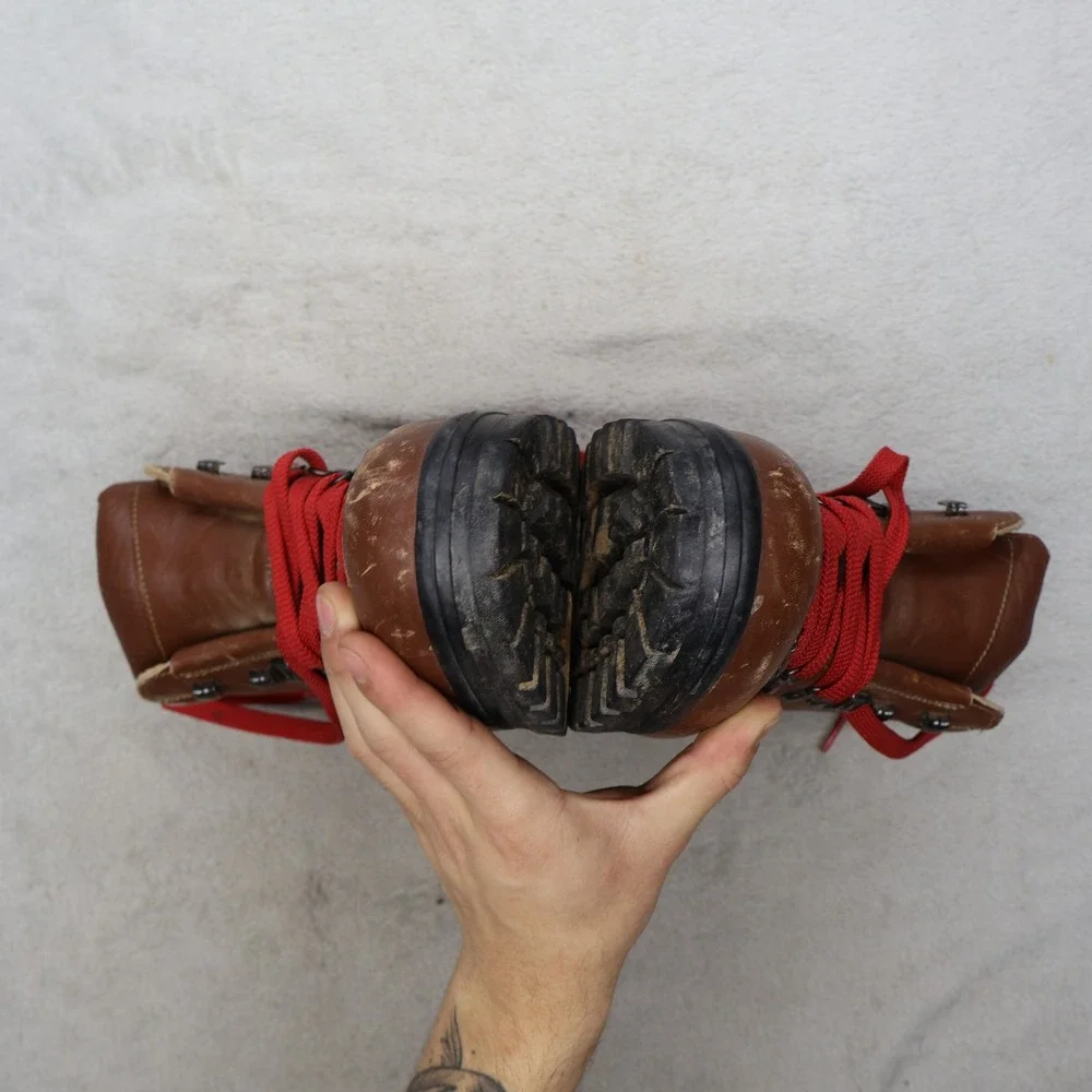 Scarpa Men 8.5 EU41.5 Hiking Boots Brown Leather Mountaineer Trek Italy Rain VTG